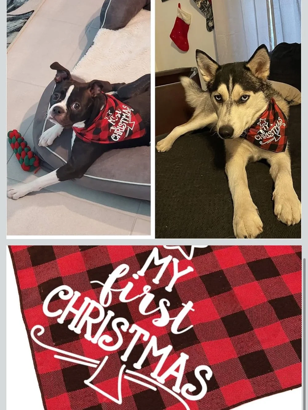 Plaid Holiday Dog Bandana Scarf - Red and Black C31